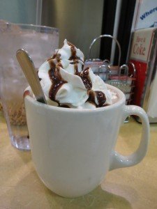 Hot chocolate with lots of whip cream