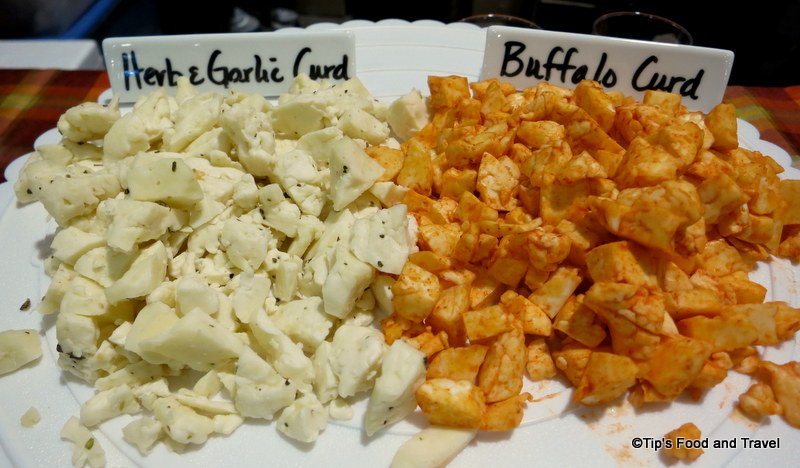 a variety of cheese curds