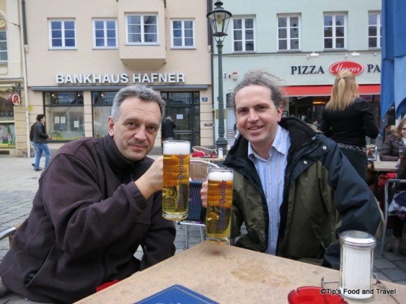 Prost! German Beer on a cold day in Augsburg.