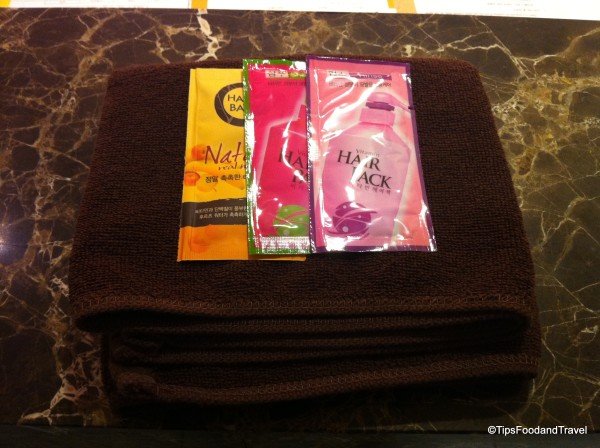 Complimentary amenities at shower room
